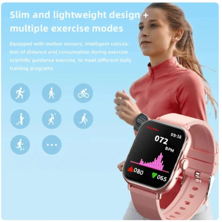 A58 Plus Smart Watch for Girls – 6-in-1 Straps Bundle (Pink)