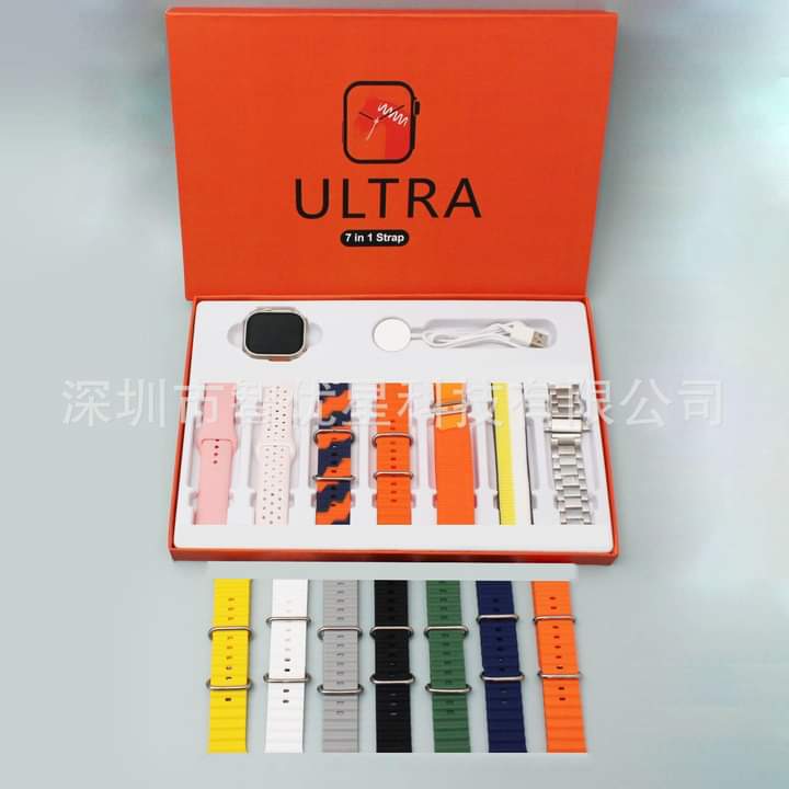 Ultra Smartwatch 7-in-1 Bundle – 2.01" Screen & Multi-Feature Tracker