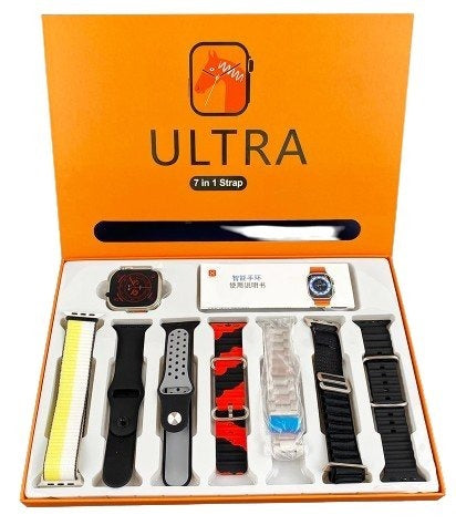 Ultra Smartwatch 7-in-1 Bundle – 2.01" Screen & Multi-Feature Tracker