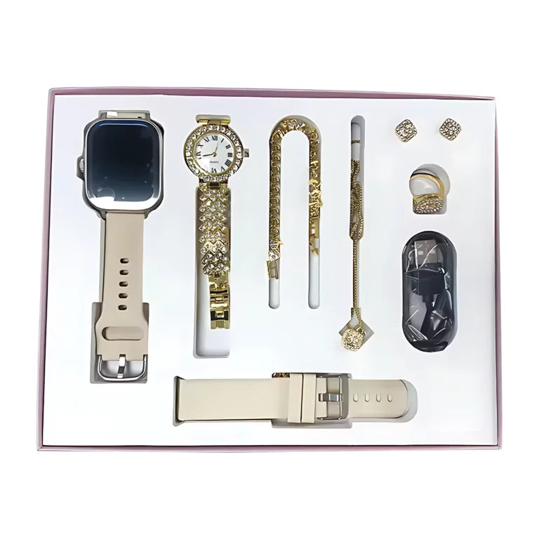 A58 Plus Smart Watch for Girls – 6-in-1 Straps Bundle (Pink)