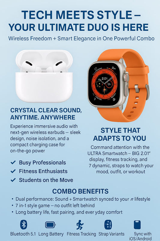 AirPods Pro 2 + Ultra Smartwatch 7-in-1 Combo Pack