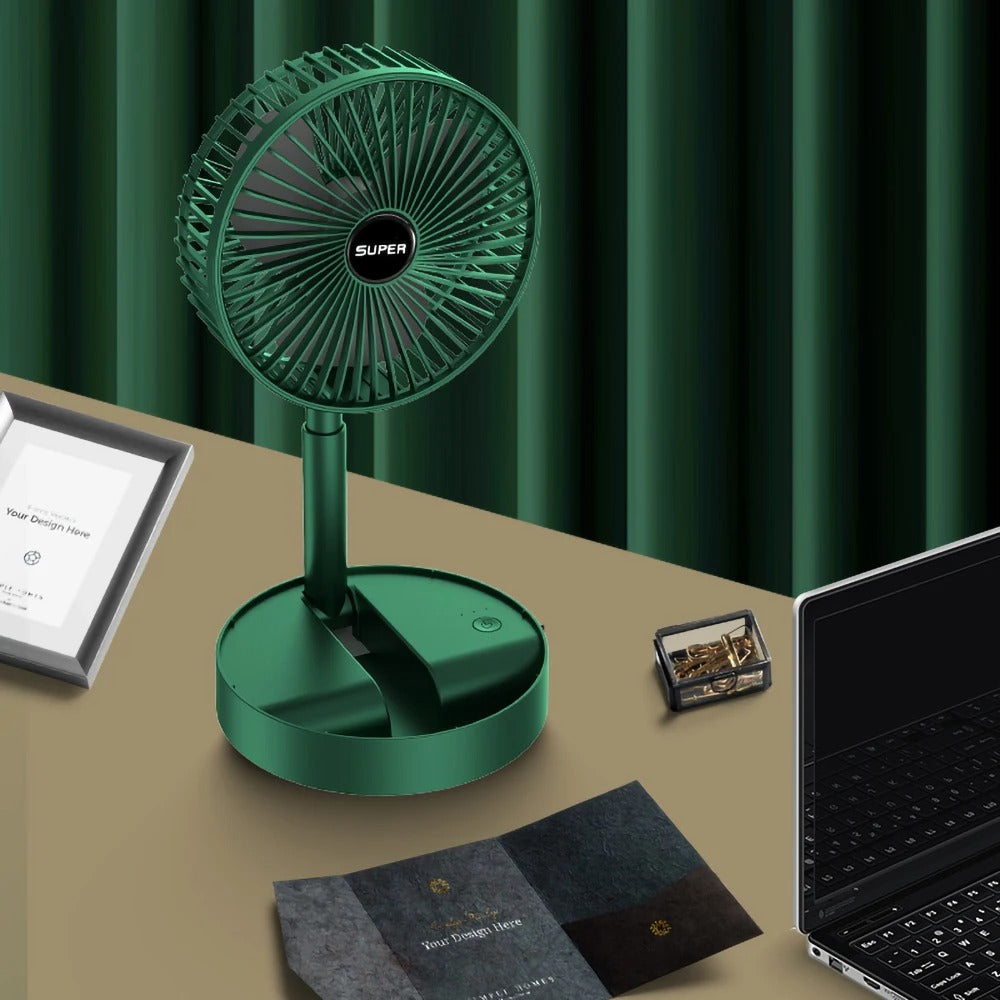 Portable Telescopic Folding Fan – Rechargeable Desk & Table Fan