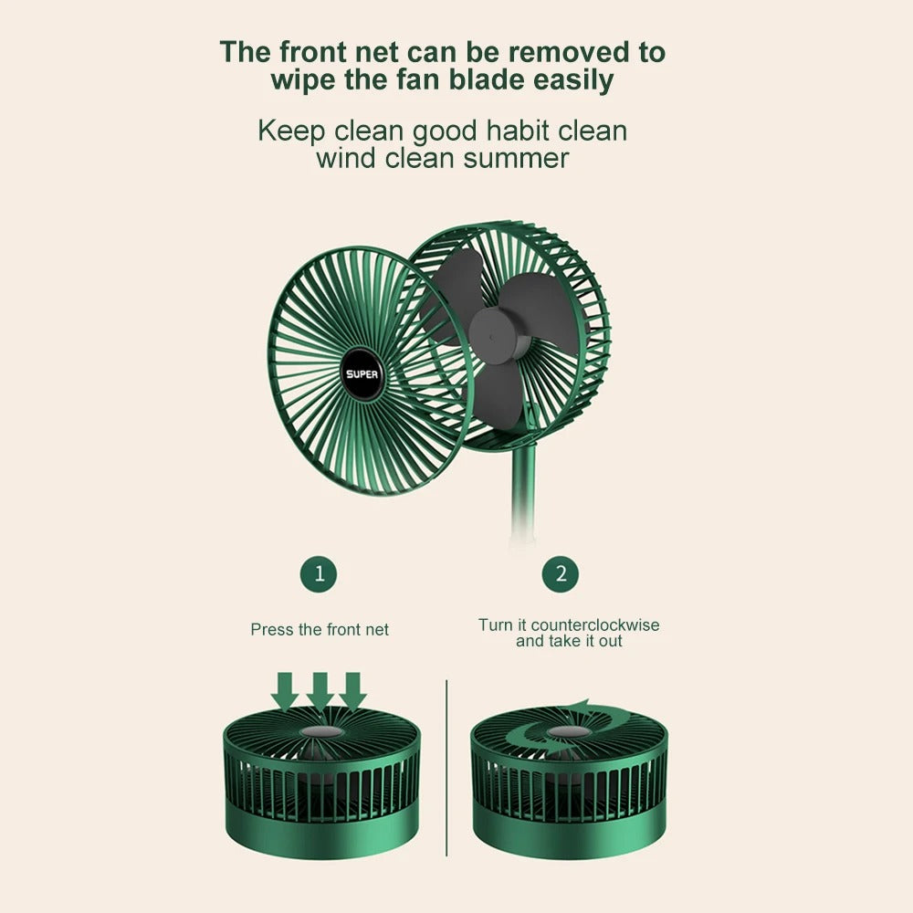 Portable Telescopic Folding Fan – Rechargeable Desk & Table Fan