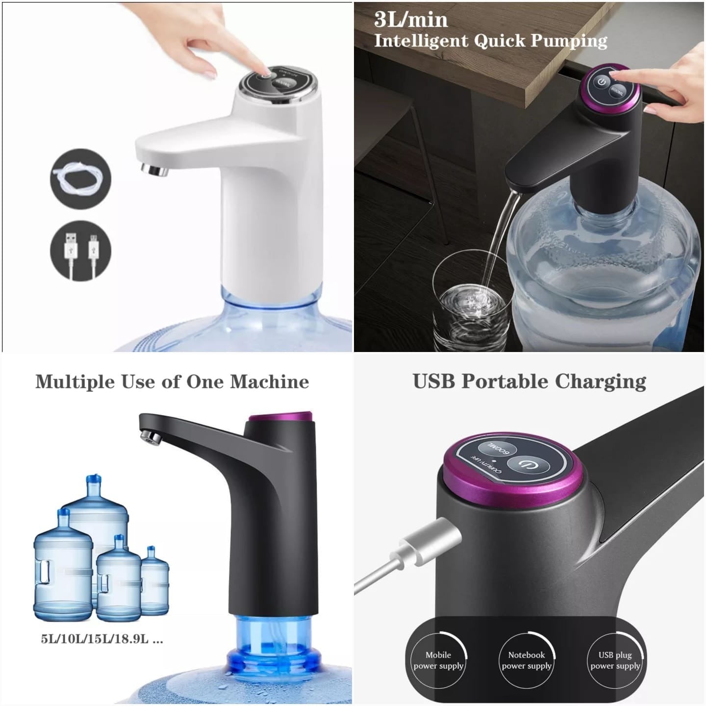 Intelligent Electric Water Bottle Pump - Rechargeable Automatic Dispenser
