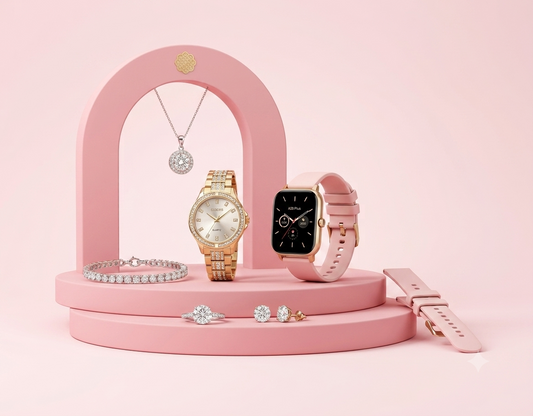 A58 Plus Smart Watch for Girls – 6-in-1 Straps Bundle (Pink)